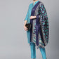 Jompers Women Blue & Green Self-Striped Kurta with Trousers & Dupatta ( JOKS D4B 1310 Blue )