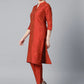 Jompers Women Red & Black Self-Striped Kurta with Trousers & Dupatta ( JOKS D4R 1310 Red )