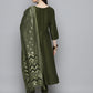 Sequin, zari embroidered flaired kurta with pants and dupatta ( JOKS D50G 1537 Green )