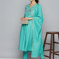 Embroidered Silk Flared kurta,pant with dupatta set ( JOKS D52G 1535 Green )
