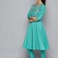 Embroidered Silk Flared kurta,pant with dupatta set ( JOKS D52G 1535 Green )