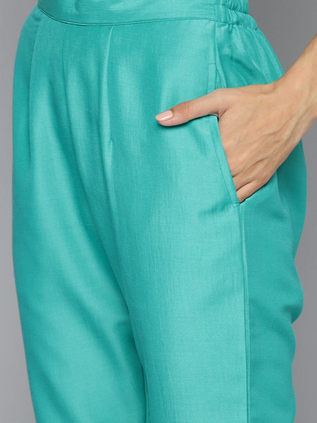 Embroidered Silk Flared kurta,pant with dupatta set ( JOKS D52G 1535 Green )