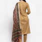 Women Beige & Black Striped Kurta with Trousers & Red Printed Dupatta ( JOKS D5R 1317 Golden )