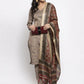Women Grey Striped Kurta with Trousers & Red Printed Dupatta ( JOKS D5R 1317 Grey )