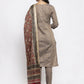 Women Grey Striped Kurta with Trousers & Red Printed Dupatta ( JOKS D5R 1317 Grey )