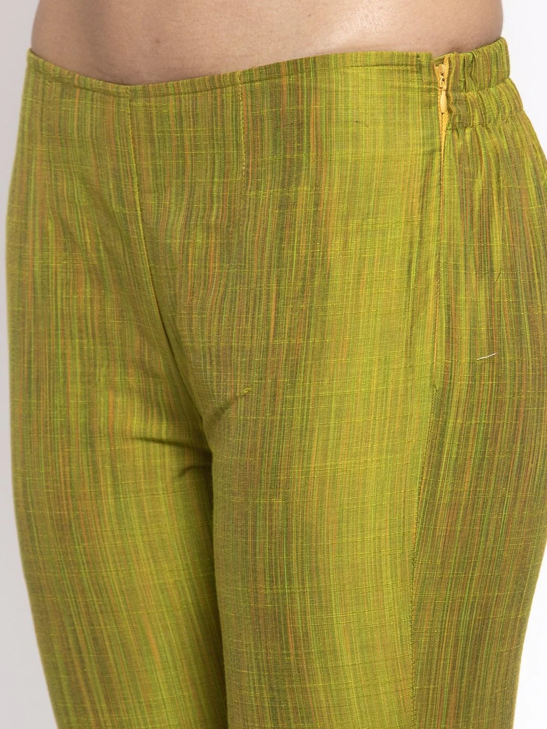 Jompers Women Green Self-Striped Kurta with Trousers & Art Silk Dupatta ( JOKS D7G 1310 Green )
