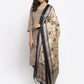 Women Grey Striped Kurta with Trousers & Beige-Red Printed Dupatta ( JOKS D7R 1317 Grey )