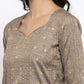 Women Grey Striped Kurta with Trousers & Beige-Red Printed Dupatta ( JOKS D7R 1317 Grey )