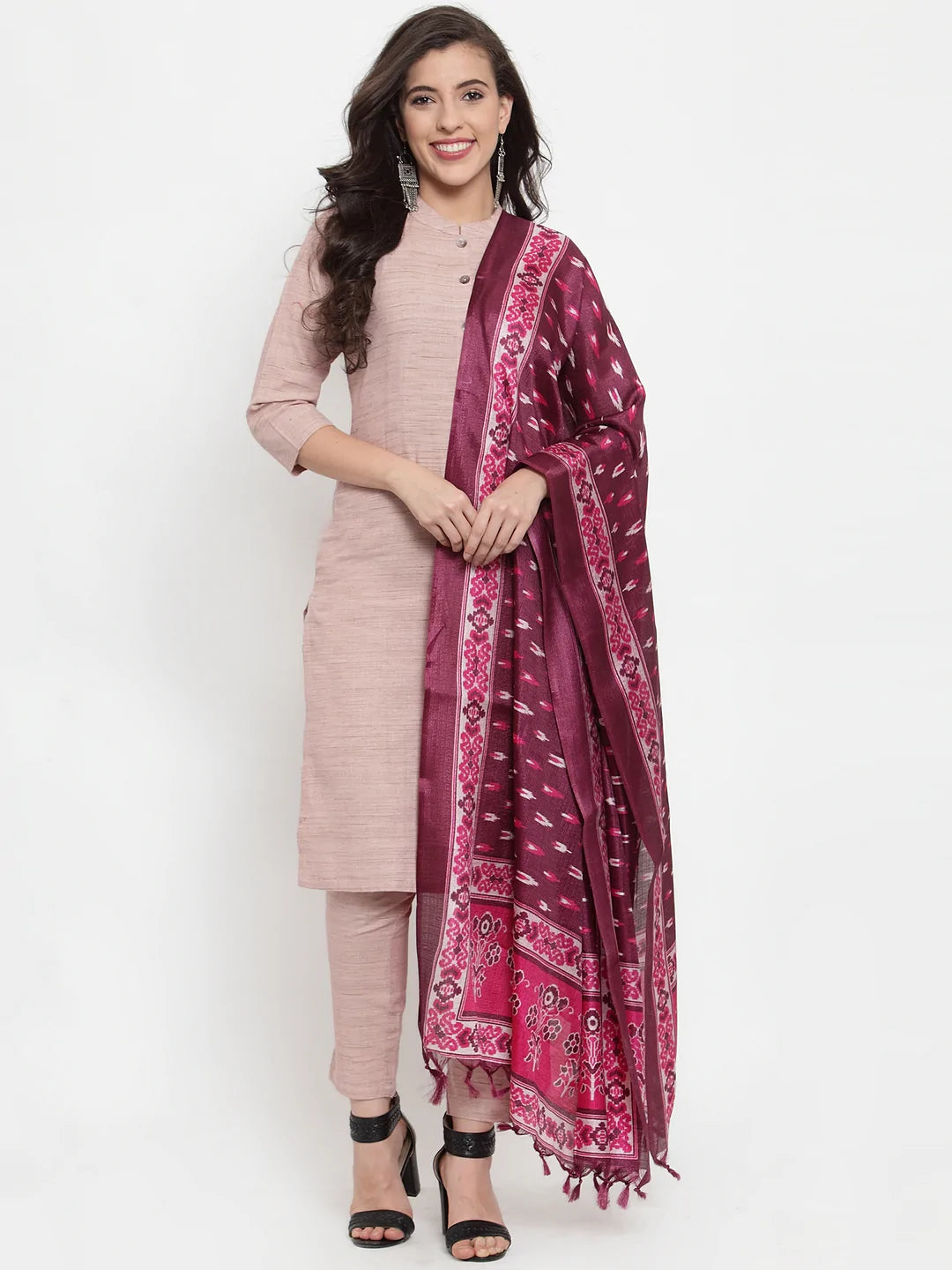 Jompers Women Pink Solid Kurta with Trousers & Dupatta (JOKS D8P 1332 Pink)