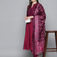 Embroidered Cotton Silk Flared kurta,pant with dupatta set ( JOKS D8P 1517 Pink )