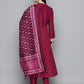 Embroidered Cotton Silk Flared kurta,pant with dupatta set ( JOKS D8P 1517 Pink )
