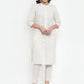 Jompers Women Off-White Solid Kurta with Trousers & Dupatta (JOKS D8R 1332 Off-White)