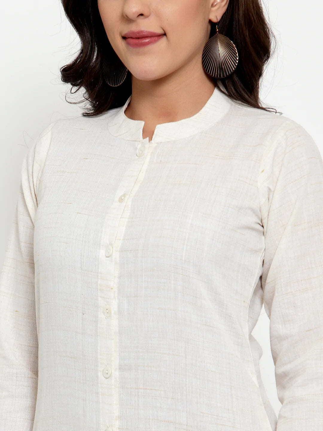 Jompers Women Off-White Solid Kurta with Trousers & Dupatta (JOKS D8R 1332 Off-White)