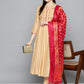 Embroidered Cotton Silk Flared kurta,pant with dupatta set ( JOKS D8R 1517 Golden )