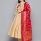 Embroidered Cotton Silk Flared kurta,pant with dupatta set ( JOKS D8R 1517 Golden )