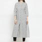 Jompers Women Grey & Off-White Striped Cotton Straight Kurta ( JOK 1204 Grey )