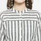 Jompers Women Grey & Off-White Striped Cotton Straight Kurta ( JOK 1204 Grey )