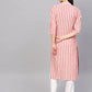 Jompers Women Red & Off-White Striped Cotton Straight Kurta ( JOK 1204 Red )
