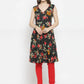 Jompers Women Black & Red Floral Printed Rayon A-Line Kurta ( JOK 1211 Black )