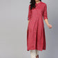 Jompers Women Maroon Woven Design Straight Rayon Kurta with Trousers ( JOKS OW 1227 Maroon )