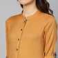 Jompers Women Mustard Woven Design Straight Rayon Kurta ( JOK 1227 Mustard )