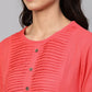 Jompers Women Peach Cotton Straight Kurta with Pintucks ( JOK 1236 Peach )