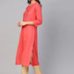 Jompers Women Peach Cotton Straight Kurta with Pintucks ( JOK 1236 Peach )