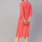 Jompers Women Peach Cotton Straight Kurta with Pintucks ( JOK 1236 Peach )