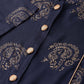 Jompers Women Navy Blue & Golden Printed Straight Kurta ( JOK 1263 Navy )