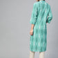 Jompers Women Green & White Ikkat Print Straight Kurta ( JOK 1270 Sky )