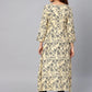 Jompers Women Cream-Coloured & Navy Blue Printed A-Line Kurta ( JOK 1277 Cream )