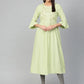 Jompers Women Green & Golden Yoke Design A-Line Kurta ( JOK 1288 Green )