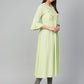 Jompers Women Green & Golden Yoke Design A-Line Kurta ( JOK 1288 Green )