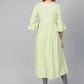 Jompers Women Green & Golden Yoke Design A-Line Kurta ( JOK 1288 Green )
