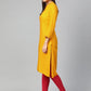 Jompers Women Mustard Embroidered Straight Kurta ( JOK 1294 Mustard )
