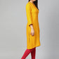 Jompers Women Mustard Embroidered Straight Kurta ( JOK 1294 Mustard )
