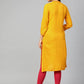 Jompers Women Mustard Embroidered Straight Kurta ( JOK 1294 Mustard )