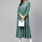 Jompers Women Green & White Yoke Design A-Line Kurta ( JOK 1299 Teal )