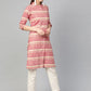 Jompers Women Red & Yellow Self-Striped Straight Kurta ( JOK 1304 Red )