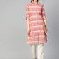 Jompers Women Red & Yellow Self-Striped Straight Kurta ( JOK 1304 Red )