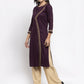 Jompers Women Purple Embroidered Straight Kurta ( JOK 1311 Wine )