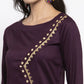 Jompers Women Purple Embroidered Straight Kurta ( JOK 1311 Wine )