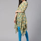 Jompers Women Beige & Blue Floral Printed A-Line Kurta (JOK 1322 Blue)