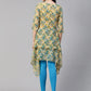 Jompers Women Beige & Blue Floral Printed A-Line Kurta (JOK 1322 Blue)