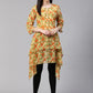 Jompers Women Beige & Orange Floral Printed A-Line Kurta(JOK 1322 Orange)
