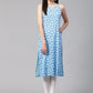 Jompers Women Blue Printed Straight Kurta (JOK 1323 Blue)