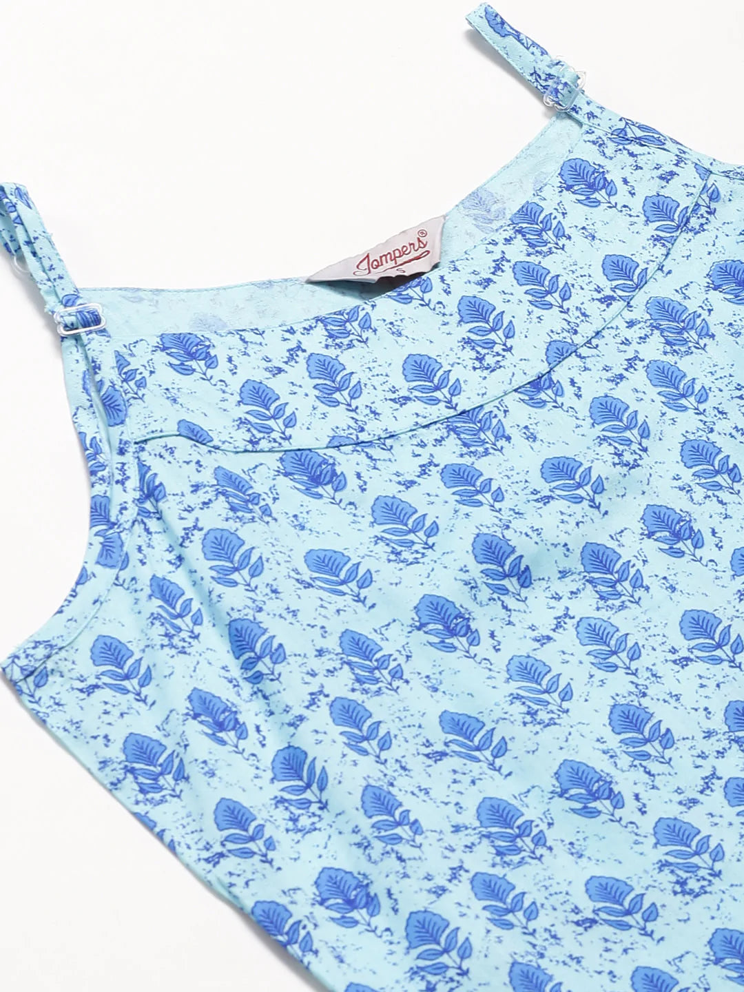 Jompers Women Blue Printed Straight Kurta (JOK 1323 Blue)