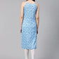 Jompers Women Blue Printed Straight Kurta (JOK 1323 Blue)