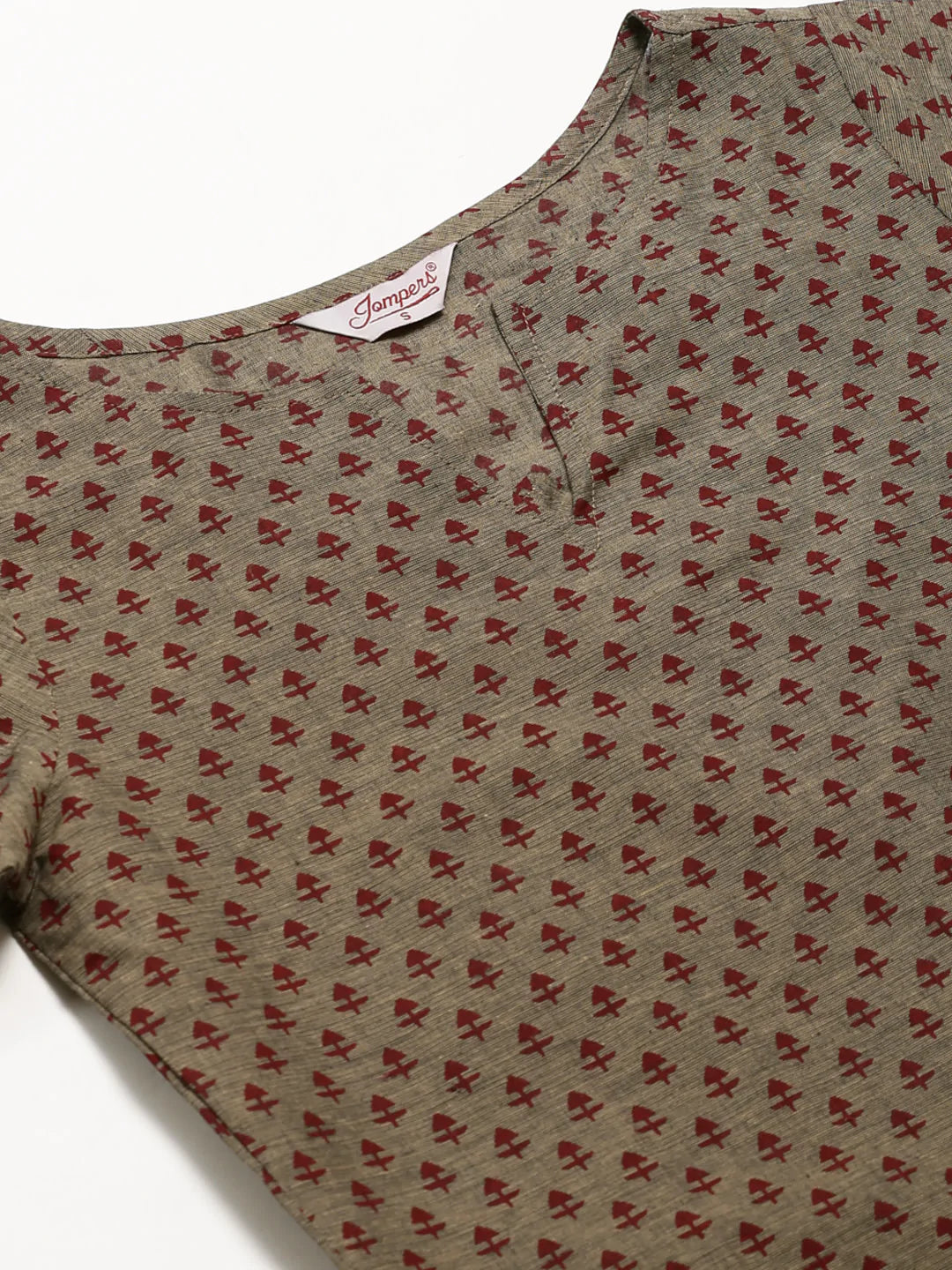 Jompers Women Grey & Maroon Printed Straight Kurta(JOK 1328 Grey)