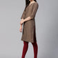 Jompers Women Grey & Maroon Printed Straight Kurta(JOK 1328 Grey)